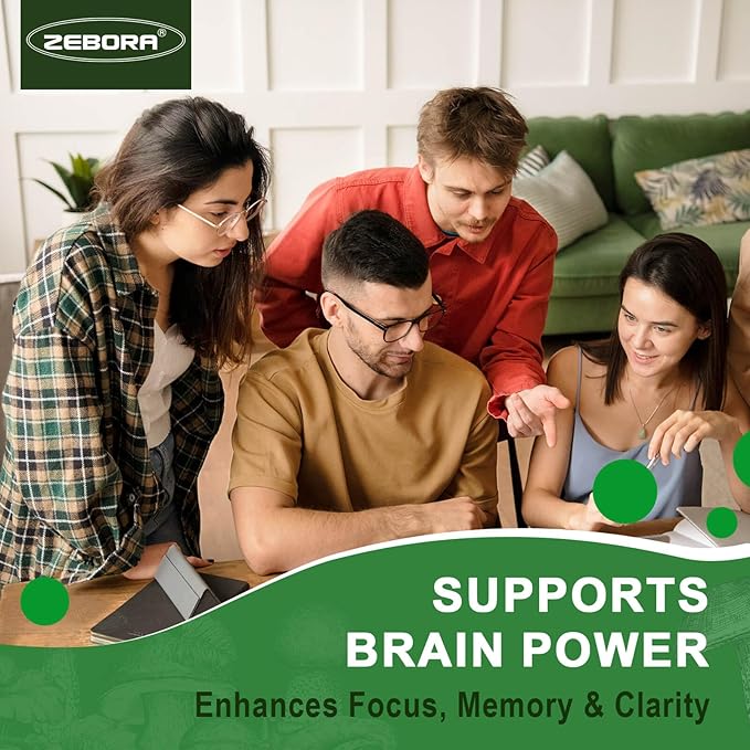 ZEBORA Lions Mane Supplement Capsules - Mushroom Supplement with Lions Mane, Cordyceps, Reishi, Turkey Tail, Shiitake - Lion's Mane Mushroom for Memory, Focus & Immune Support - 120 Vegan Capsules