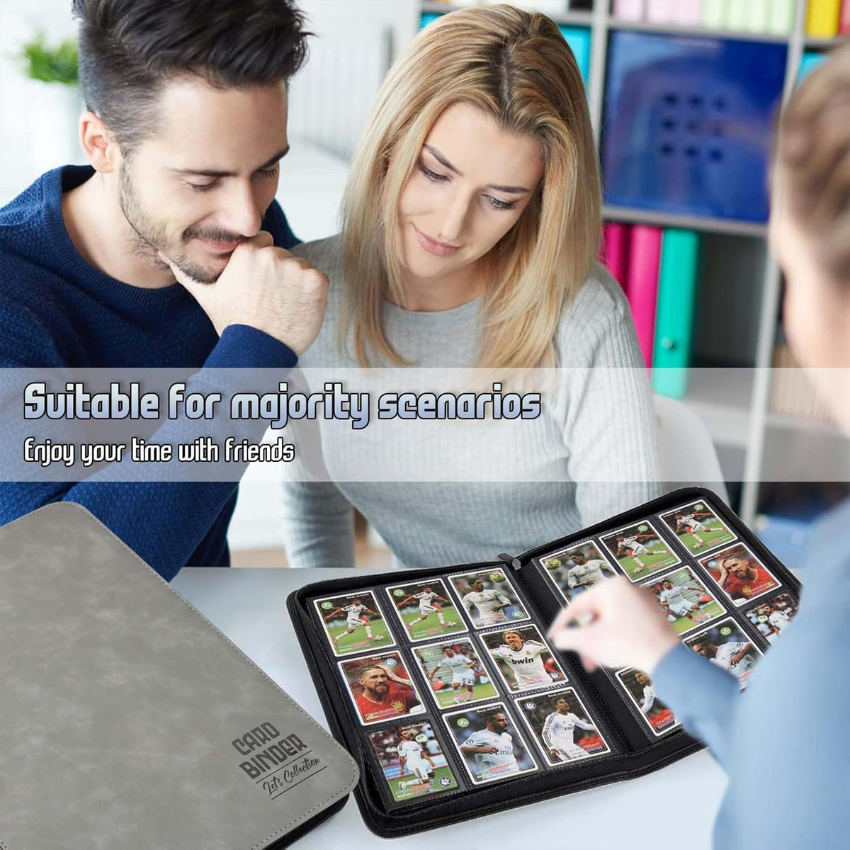 Trading Card Binder - Premium 9 Pocket PU Collection Album for MTG, TCG & Sports Cards | 540 Pocket Capacity (Gray)