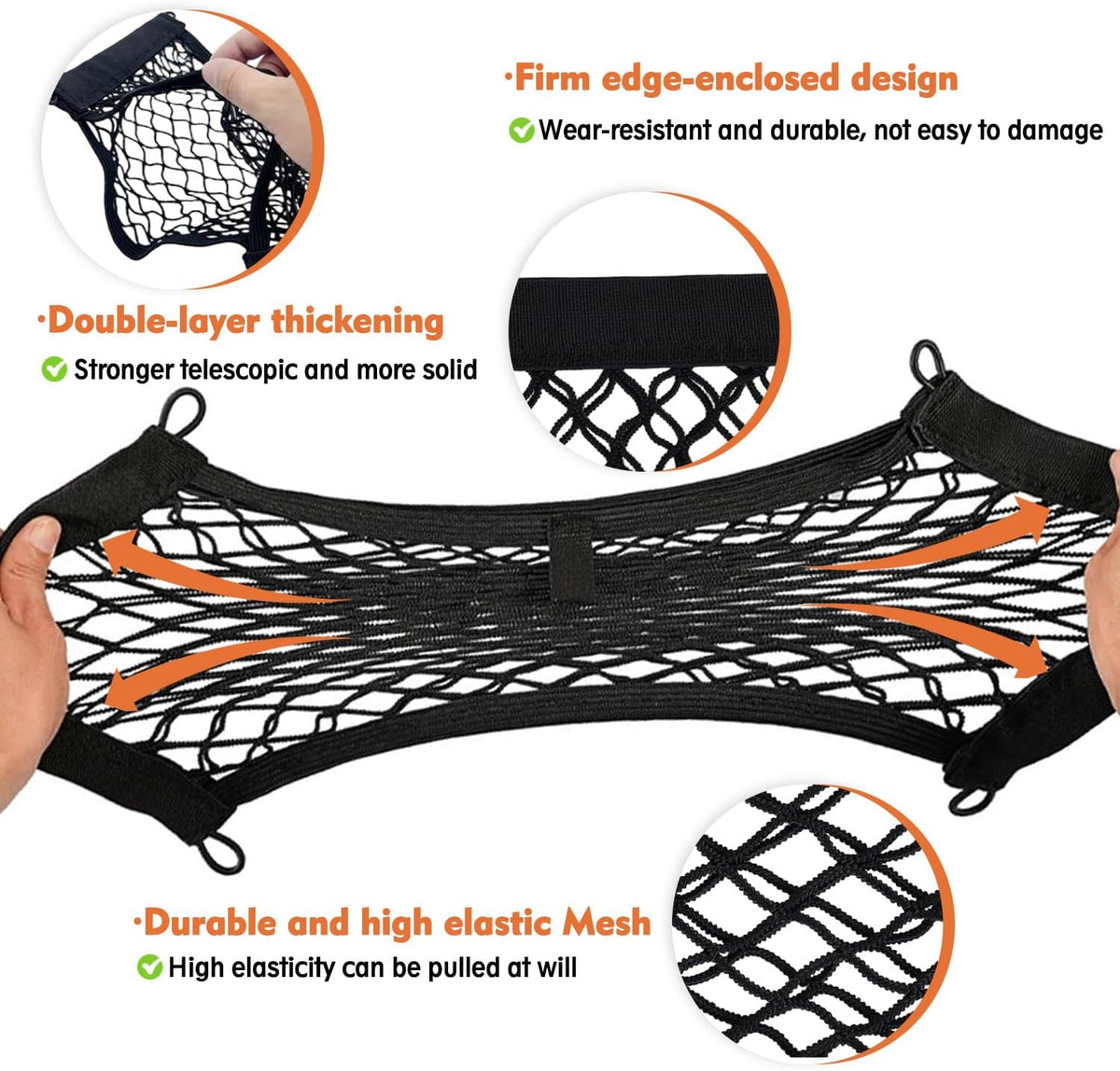 13.8 x 9.8 inch Universal Elastic Cargo Net Pocket,2 Pack