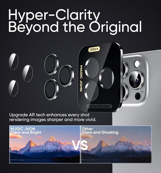 MAGIC JOHN for iPhone 16 Pro Max/16 Pro Camera Lens Protector 9H Aerospace