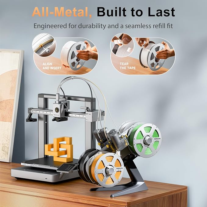 Aluminum Reusable Spool for Refill Filament, All-Metal Design