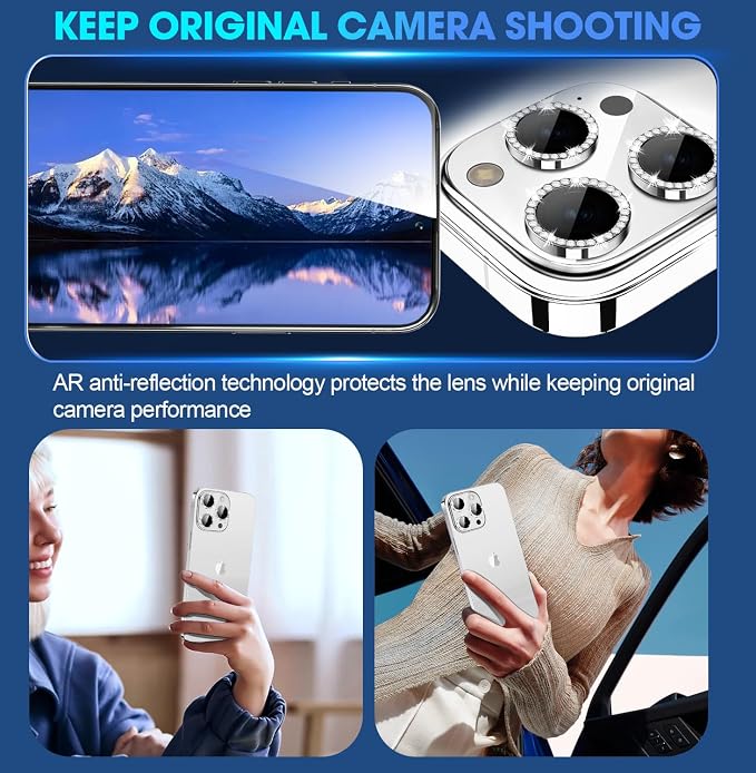for iPhone 15 Pro/iPhone 15 Pro Max Camera Lens Protector Bling Individual
