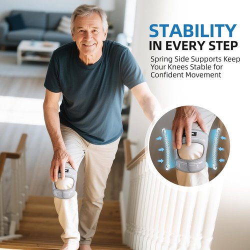 CAMBIVO Knee Strap - Patella Tendon Support with Gel Pad & Stabilizers | Adjustable for Pain Relief (Gray, L/XL)