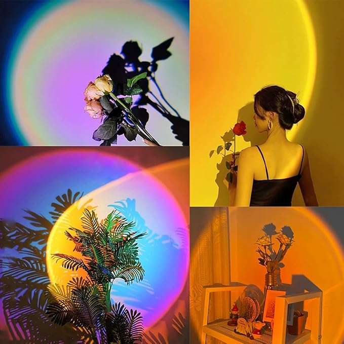 Sunset Lamp Night Light - 16 Colors & 4 Modes Sunset Projection Lamp with Remote, Color Changing Rainbow Sunlight Lamp, Romantic Visual Led Light Projector for Photography Room Decor