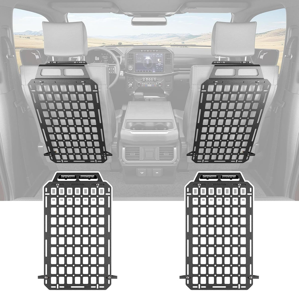 SZYANG Seat Back Molle Panel Compatible with 2015-2026 Ford F-150 Seat Back Organizers Molle Tactical Truck Organizer Replacement for 2015-2026 Ford F150 Accessories(2PCS)