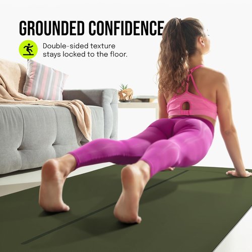Gogokiwi Extra Wide Yoga Mat - Non-Slip Fitness Mat with Alignment Marks | 72"L x 36"W for Yoga & Pilates