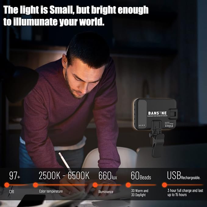Selfie Light - BANSINE USB-Rechargeable LED Phone Light - Portable Photo Light