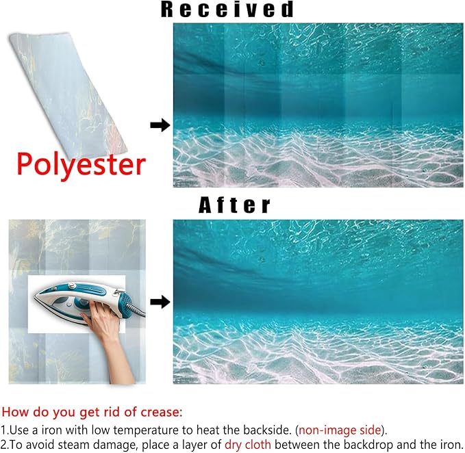 36X24IN Natural Undersea Aquarium Background, Undersea Beach Fish Tank Background, with 8 EVA Double-Sided Tape