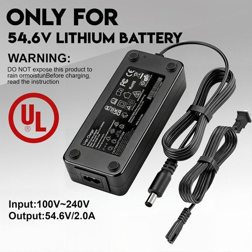 54.6V 3A Fast Battery Charger for Electric Scooter, Hoverboard, E Scooter, Electric Ebike, Universal 7-in-1 Replacement for 48V Lithium Battery 100-240V Input,Compatible with Segway, Volpam, Jetson