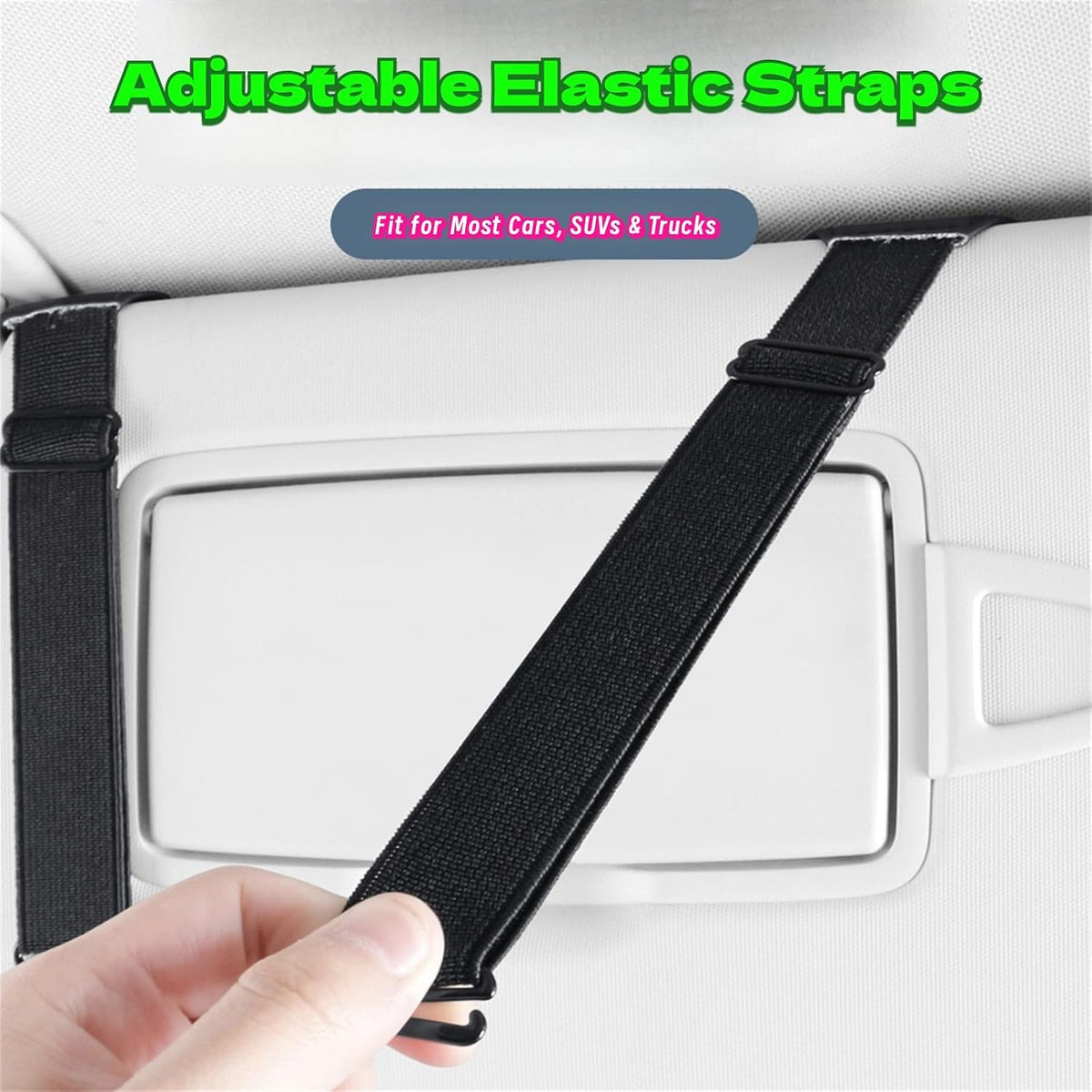 Car Visor Organizer, Multi-Pocket Sunvisor Storage with Sunglass Holder, Document Holder and Visor Card Clip, Fit for AUTO SUV & Truck, Leather Car Accessories Interior (Black)
