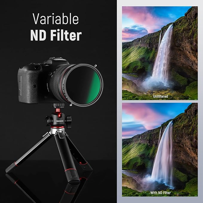 NEEWER 2 in 1 43mm Variable ND Filter ND2–ND32&CPL Filter No X Cross/30 Layer