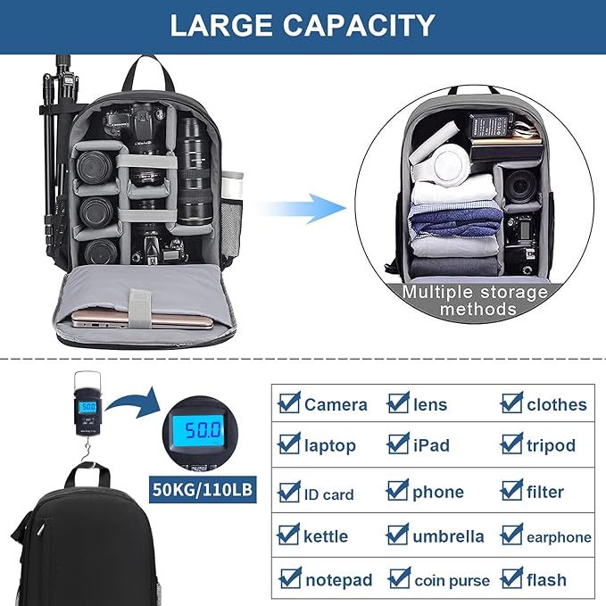 Cwatcun Camera Backpack Bag Professional