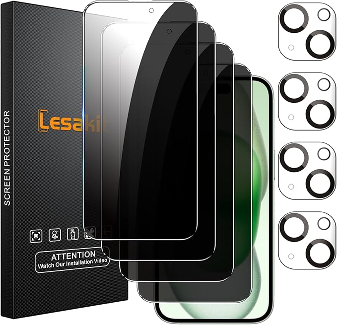 Lesakit 4+4 Pack Privacy Screen Protector