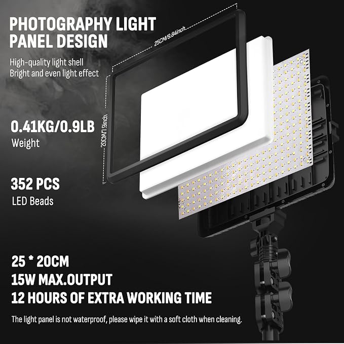 2-Pack LED Photography Lighting Kit, Arsoer 15W Bi-Color Video Light Kit