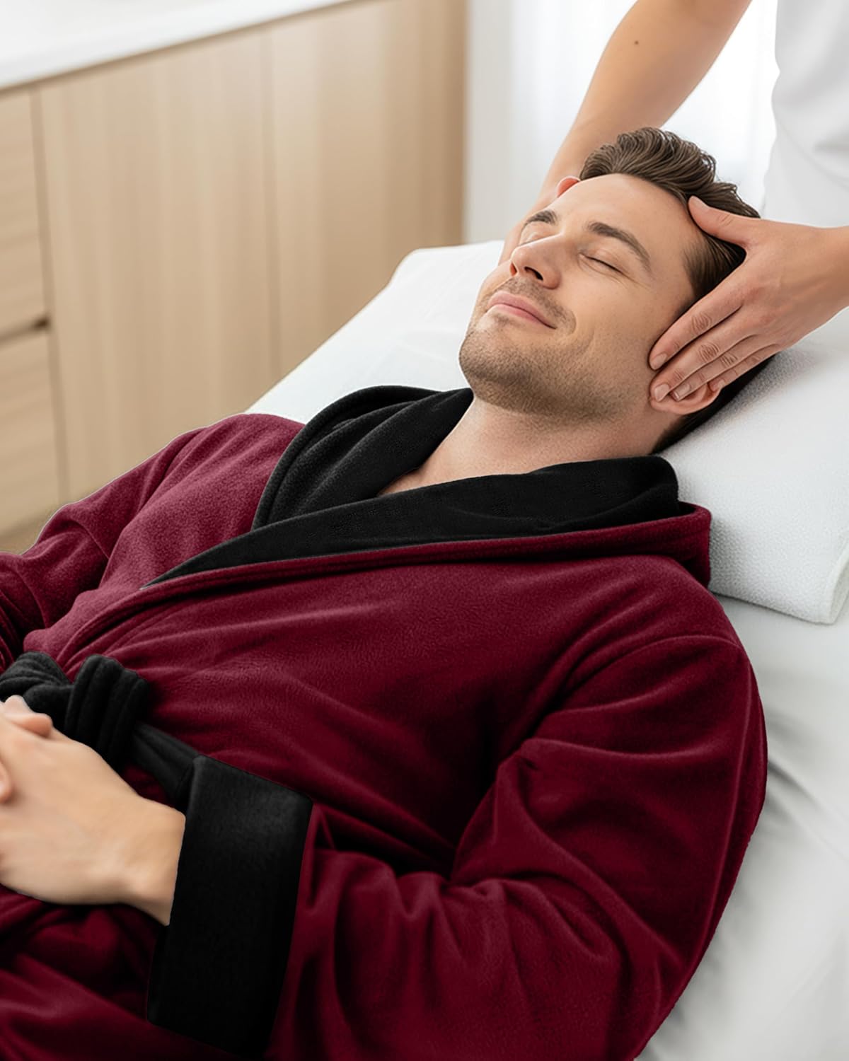 NY Threads Men's Hooded Bathrobe - Luxury Plush Fleece Spa Robe in Various Sizes and Colors