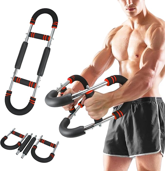 Twister Arm Trainer - Adjustable 60-100lbs Resistance Arm & Chest Workout Equipment for Home Gym Fitness , Arm Strengthener for Men, Power Twister Bar for Biceps, Forearm & Shoulder Training