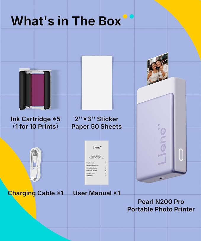 Liene Pearl N200 Pro Portable AI Photo Printer, Instant Mini Picture Printer
