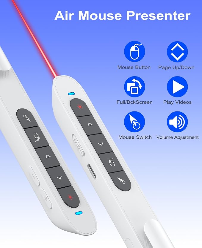 Air Mouse Clicker for Presentation Rechargeable Presenter Clicker Remote for