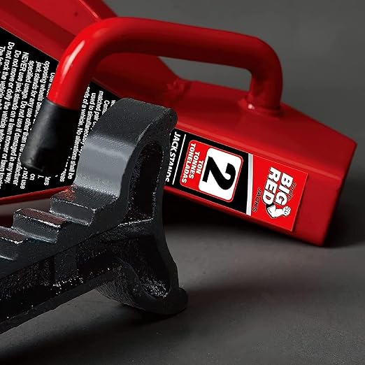 Big RED AT42002R-2 Torin Steel Car Jack Stands (1 Pair): 2 Ton (4,000 lb.) Capacity, Red