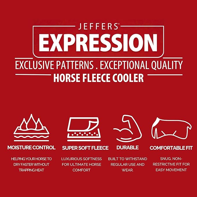 Jeffers Expression Fleece Cooler for Horses, Standard Neck, Skater Cowgirl 78"- Equine Towel Blanket, Moisture Absorbent, Light Weight, Best for Drying, Exercise, Bathing, Adjustable Belly Bands