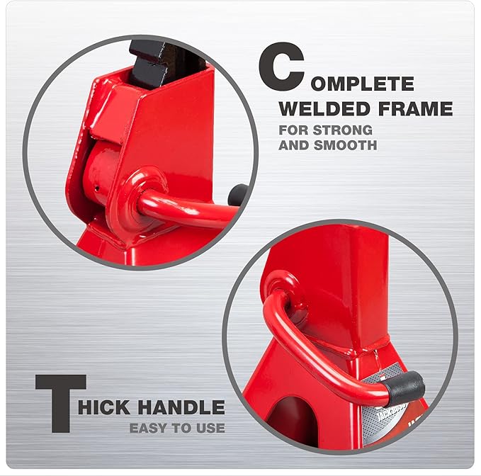 Jack Boss Jack Stands 3 Ton (6,000 LBs) Car Jack Stand Adjustable Lifting for Automotive Small SUV, Red, 2 Pack