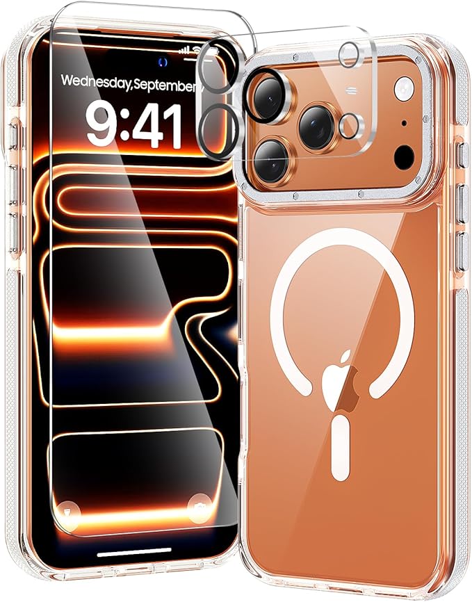 toushion 3 in 1 for iPhone 17 Pro Max Case Clear Bumper, Fits MagSafe,