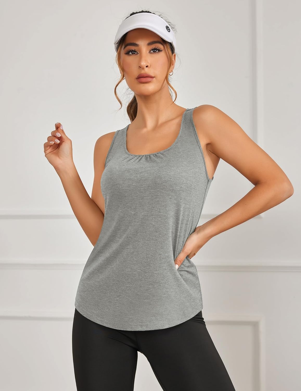 PINSPARK Workout Tops for Women - Lightweight Racerback Tank Shirts | 2-Pack S-3XL for Yoga & Gym