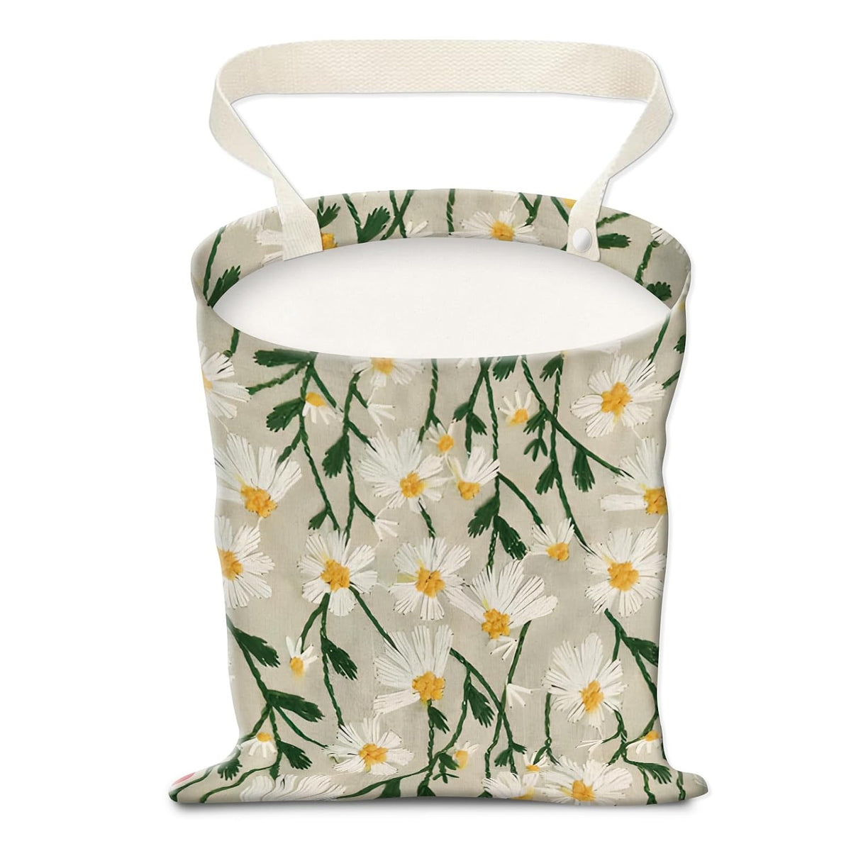 Car Trash Can, Hanging Garbage Bin for Men and Women, Cute Car Organizer and Storage Bag, Canvas Vehicle Trash Can Bag Easy-to-Install Boho Black Floral