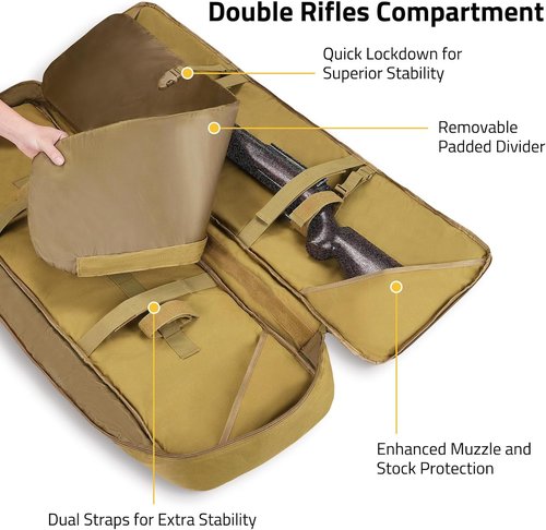 CVLIFE Soft Rifle Case - Triple Layered Double Gun Bag with Lockable Zipper & Backpack Strap | 36"-46" Size