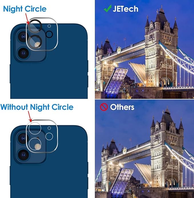 JETech Camera Lens Protector for iPhone 12 6.1-Inch, 9H Tempered Glass