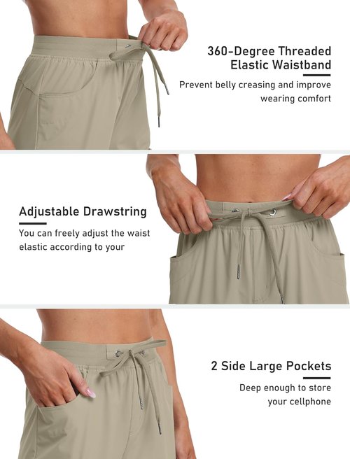MoFiz Capri Pants for Women - Lightweight Ice Cool Casual Capris with Zipper Pockets | Perfect for Summer Trips