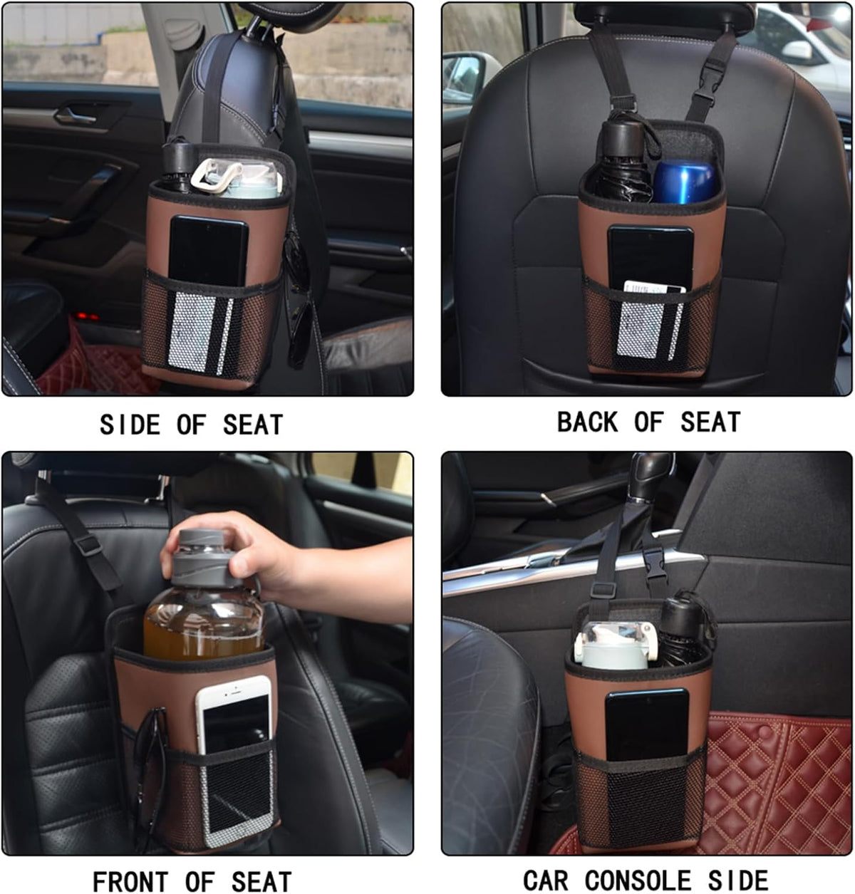 Large Car Cup Holder Expander Water Bottles, Big Drinks Holder Bag(Black)