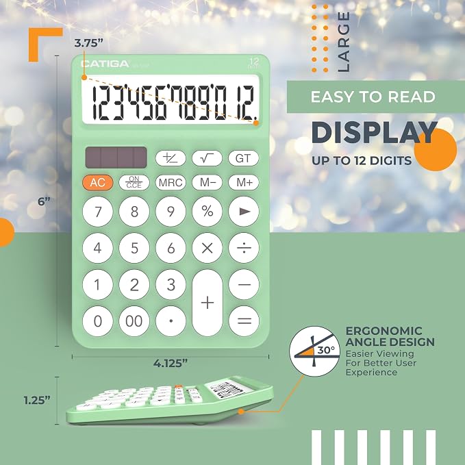 CATIGA 12 Digit Desktop Calculator Basic Desk Calculator
