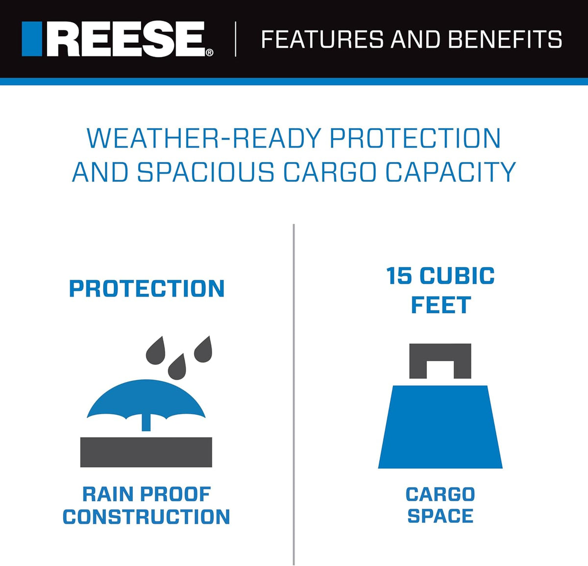 Reese Explore 63604 Amigo Hitch Mount Cargo Carrier Bag - Rainproof, 59" x 18.5" x 24" Size