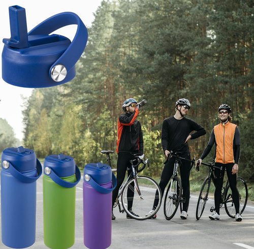 LLCJYYCY Straw Lid for Hydro Flask,Lids with Straw for Hydro Flask Wide Mouth 20 32 40 oz,Flexible Handle Replacement Lid,Sport Water Bottle Replacement Top Accessories,BPA Free(2 PCS Navy Blue)