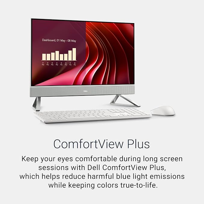 Dell 23.8" All-in-One Desktop, FHD, Intel Core 3 100U, Windows 11 Home | Intel Graphics, 512GB SSD, 8GB, Wi‑Fi 6E, Bluetooth, Keyboard & Mouse, Dolby Atmos Speakers, EC24250