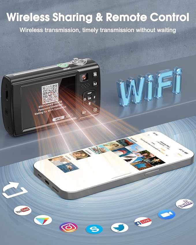 8K Digital Camera for Photography, 88MP WiFi Vlogging Camera for YouTube