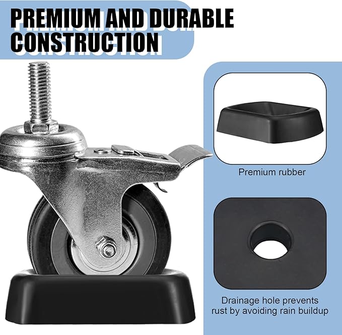 Threehoney 2 Pcs Jack Wheel Chock Rubber Caster Trailer Dock Heavy Duty 6 Inch Stabilizer Single Wheel Stopper Transport for Travel Trailer Cargo Camper Boat Roller Stopper