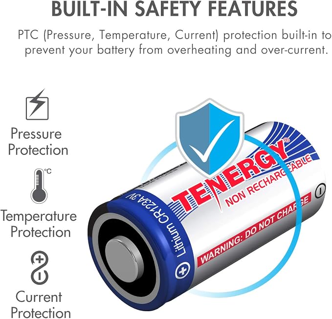 Tenergy 1500mAh 3V CR123A Lithium Battery, High Performance CR123A Cell