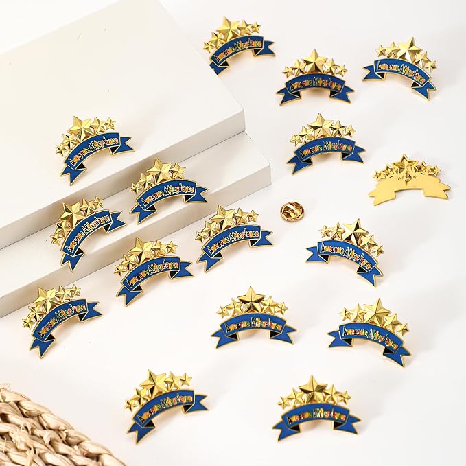 Huquary 50 Pcs Perfect Awesome Attendance Awards Awesome Attendance Star Lapel