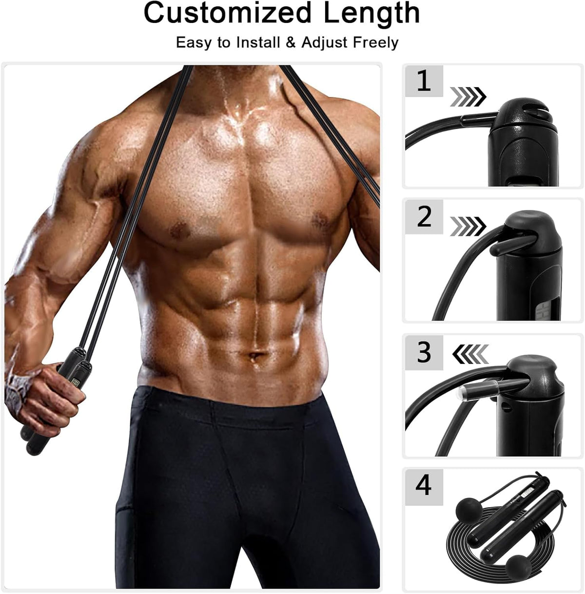 Skiennix Smart Jump Rope - 2-in-1 Weighted Corded & Cordless Design with LCD Display | Adjustable Length for Home Gym Fitness