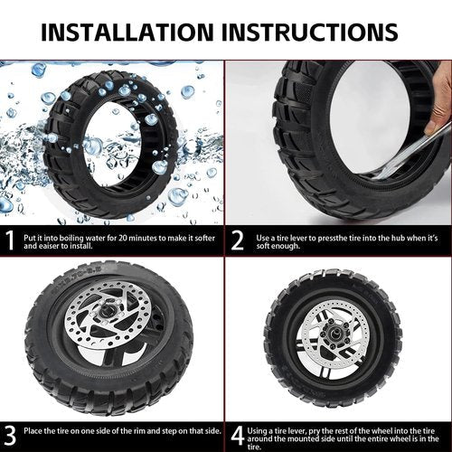 10x2.70-6.5 Solid Tire, 10 inch Tires Replacement, 70/65-6.5 Scooter Tubeless Solid Tire, for Emove Cruiser, Hiboy Max3, Hover-1 Alpha, Evercross H5, Boyueda 5600 Watt Electric Scooter (1 Pack)