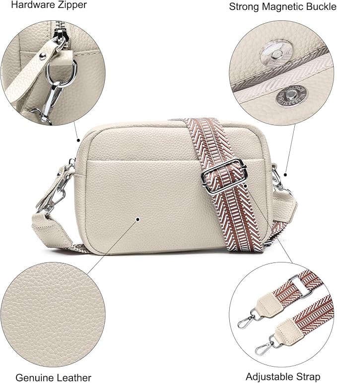 Small Crossbody Bags for Women Genuine Leather, Guitar Strap Shoulder Handbag