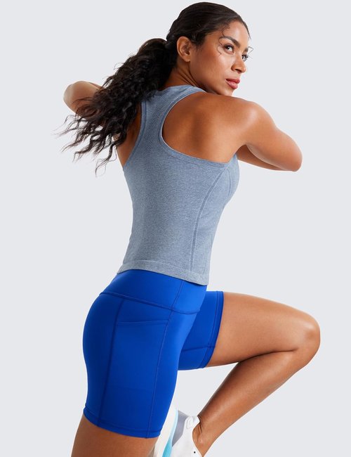 CRZ YOGA Seamless Workout Tank Tops for Women - Breathable Athletic Sleeveless Gym Shirts