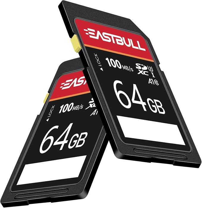 5-Pack of SD Card 64GB EASTBULL Class 10 SD Cards U1 V30 High-Speed 100MB/s