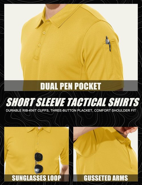 MAGCOMSEN Men's Polo Shirt - Quick Dry Tactical Short Sleeve Jersey for Golf | Comfortable Fit