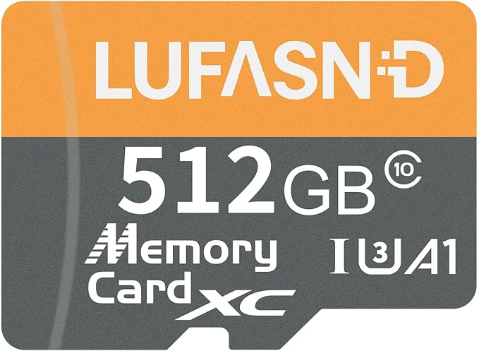 512GB Micro SD Card with Adapter, High Speed U3 C10 V30 SDXC Memory Card Up to