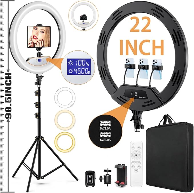 22"Ring Light with Stand, Ring Light Tripod