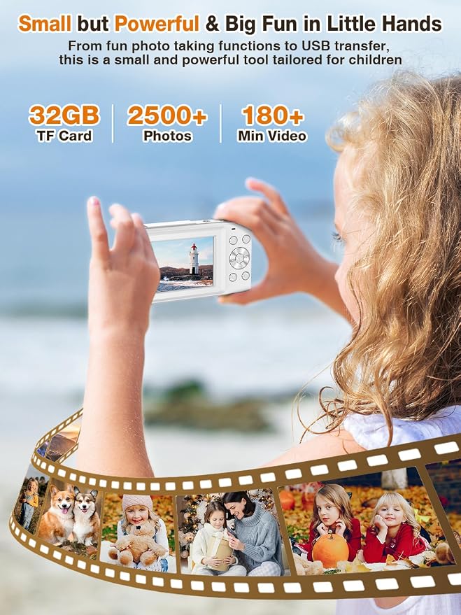 Digital Camera, FHD 1080P Kids Camera 44MP Point and Shoot Digital Cameras