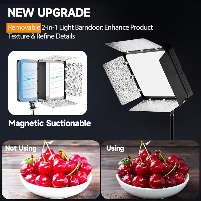EMART LED Video Light Kit with Phone Holder & Barndoor, 2800-7000K Dimmable